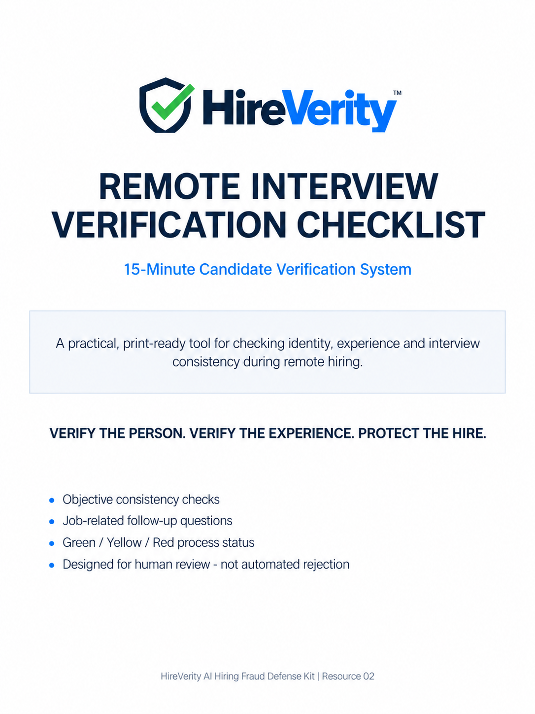 Remote Interview Verification Checklist